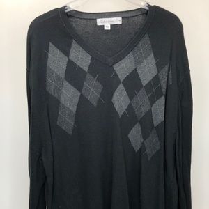 Calvin Klein V-Neck Argyle Pattern Sweater